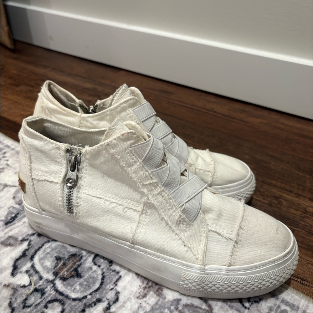 Blowfish White High-Top Sneakers with Zipper